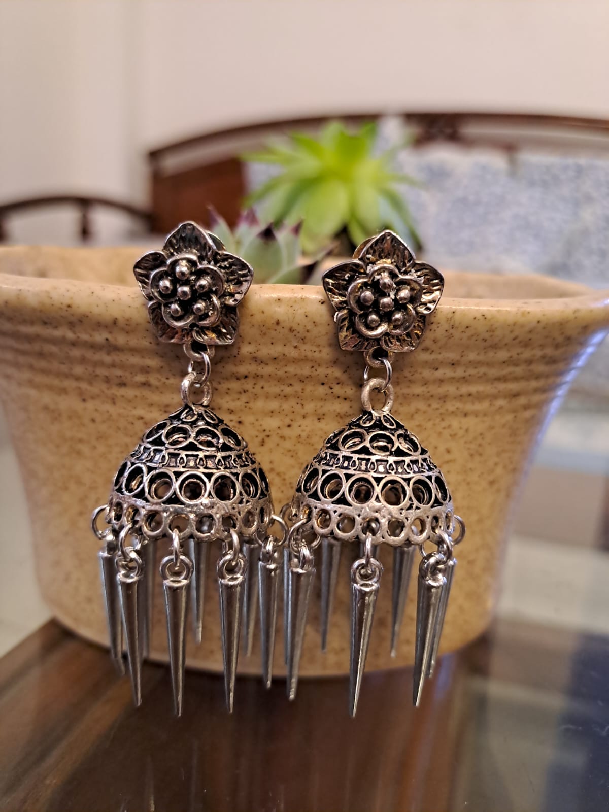 Black metallic earing