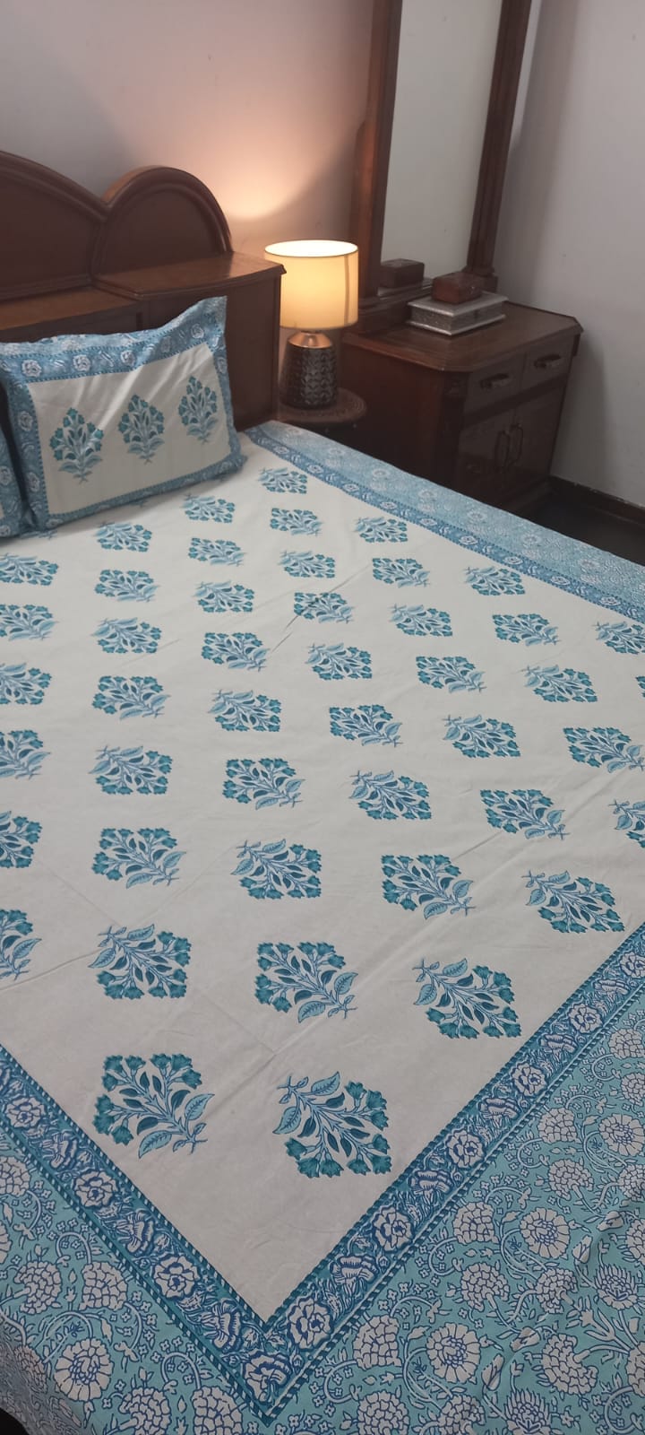 Blue  Design Double Bedsheet